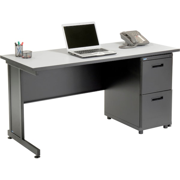Interion By Global Industrial Wood Desk Kit, 24 in D X 30 in H, 60 in W X 670072GY - main